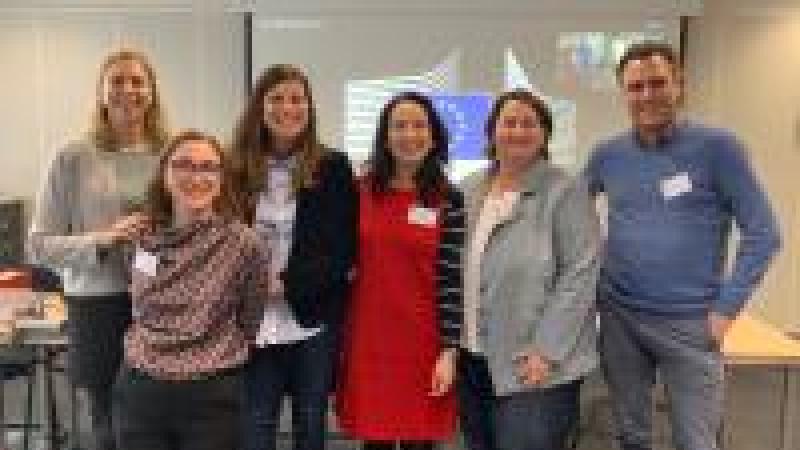 Foto (von links nach rechts): Anne Pépin (Senior Policy Officer in der EC, Gender), Marcela Linkova (Czech Academy of Sciences), Mina Stareva (Head of Sector Gender in der EC), Anita Thaler (IFZ), Jennifer Dahmen-Adkins (RWTH Aachen), Florian Holzinger (Joanneum Research)
